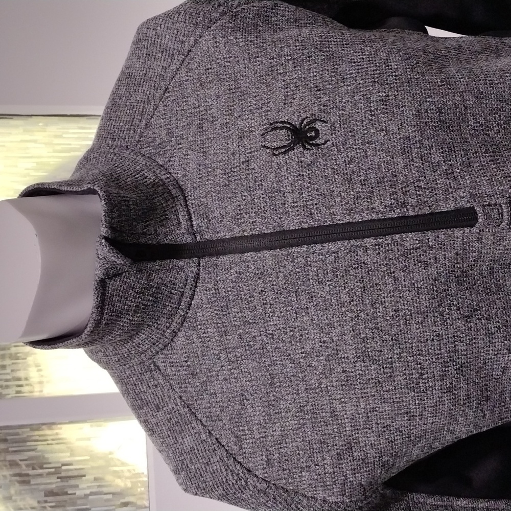 Spyder mens black and grey zip pullover. Large. Mint condition